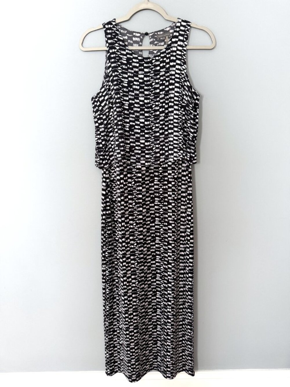 Vince Camuto Blouson Maxi Dress (Black/White) XS